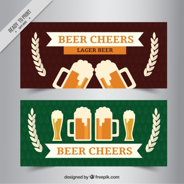 Free vector toasting with beers banners