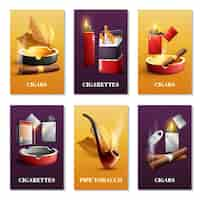 Free vector tobacco products cards set