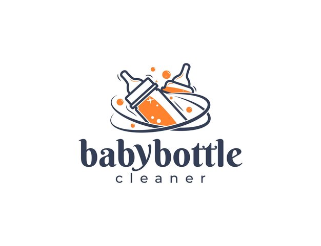 幼児哺乳瓶クリーニングサービスロゴデザインイラスト Premiumベクター