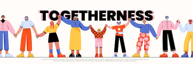 Free vector togetherness banner with people holding hands