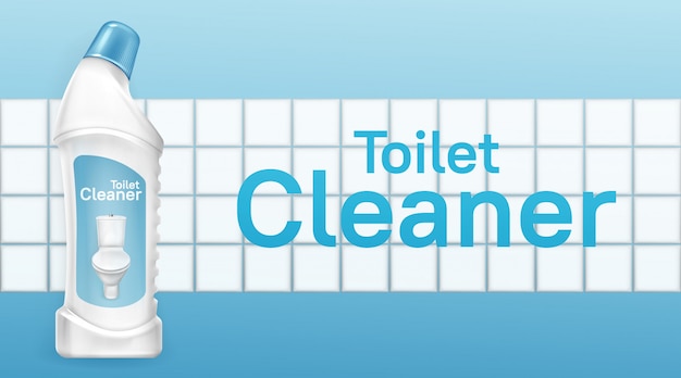 Free vector toilet cleaner banner with liquid detergent bottle