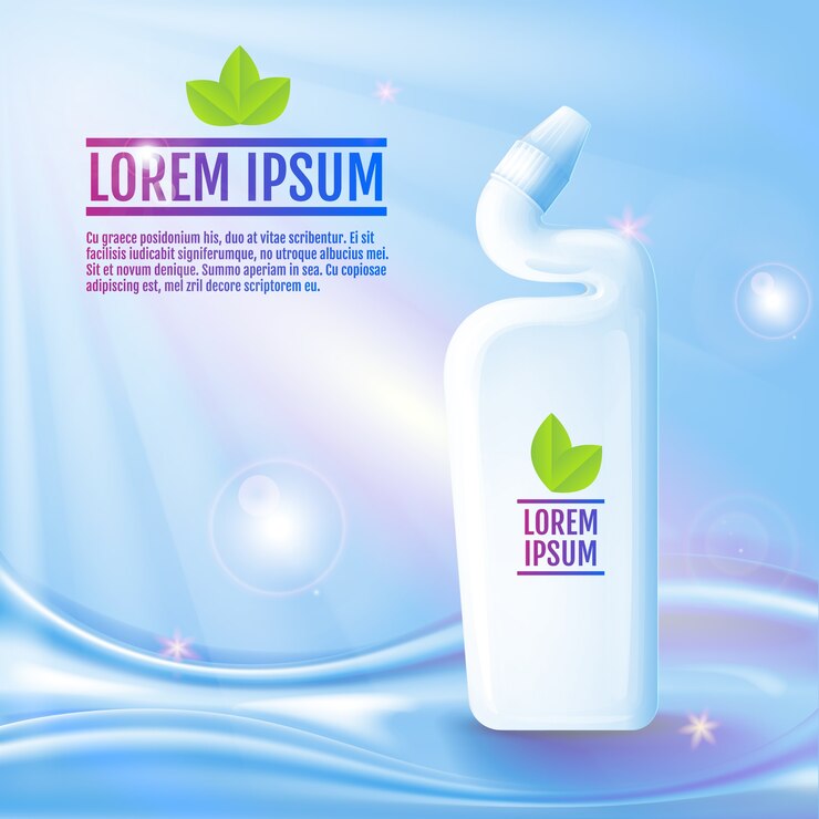 Free Vector toilet cleaner, liquid detergent in realistic white bottle mockup. 