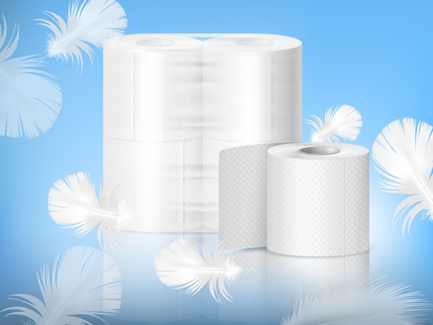 Free vector toilet paper realistic composition