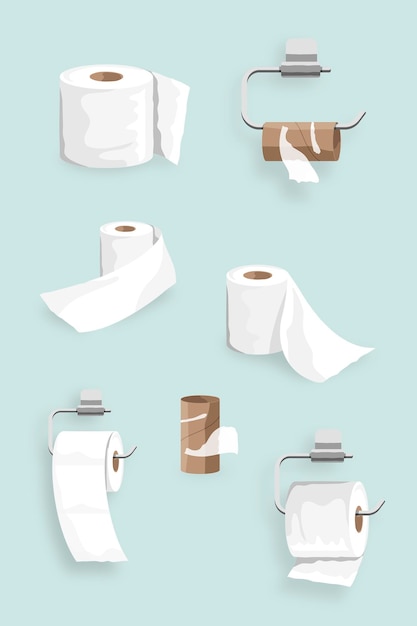 Free vector toilet tissue roll elements set vector