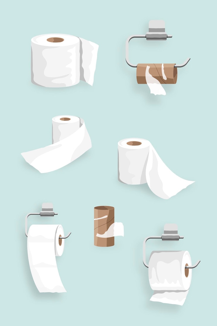 Free Vector toilet tissue roll elements set vector