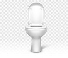 Free vector toilet with seat. white ceramic lavatory bowl