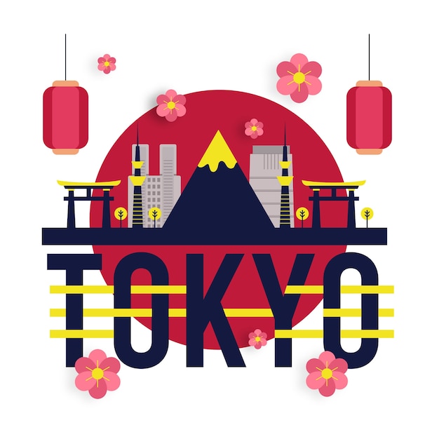 Vettore gratuito iscrizione della città di tokyo