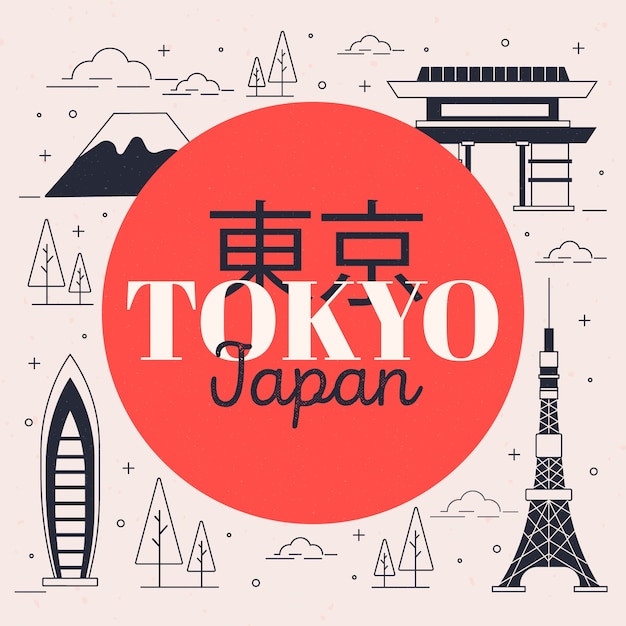 Vettore gratuito iscrizione della città di tokyo