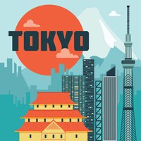 Vettore gratuito illustrazione di punti di riferimento di tokyo