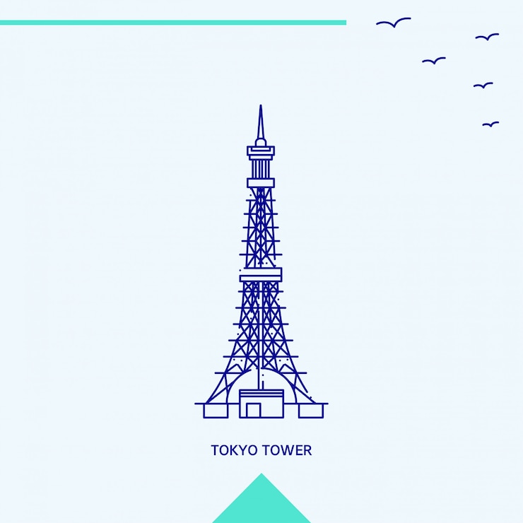 Free Vector tokyo tower skyline vector illustration