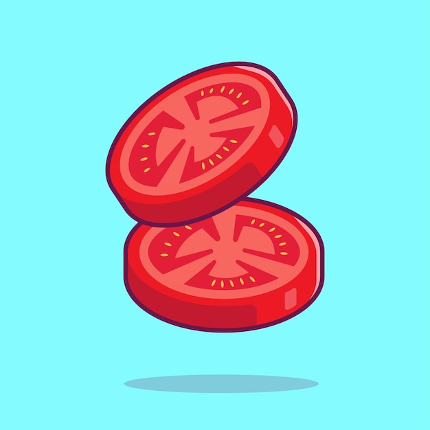 Бесплатное векторное изображение tomato slice cartoon vector icon illustration food object icon concept isolated premium векторы