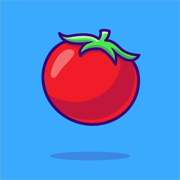 トマト野菜漫画ベクトルアイコンイラスト食品自然アイコン概念分離プレミアムベクトル