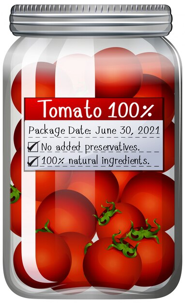 Free vector tomatoes preserve in glass jar