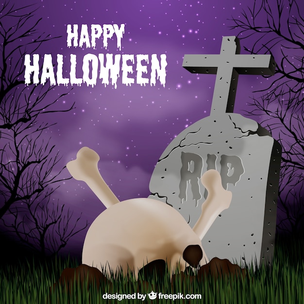 Free vector tombstone and skull background