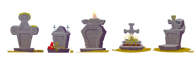 Free Vector tombstone with rip inscription, old texture moss