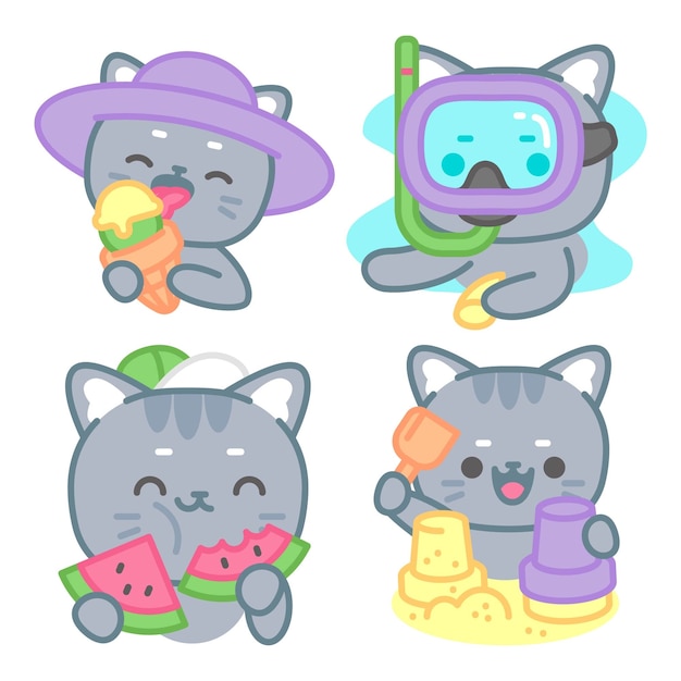 Tomomi the cat summer stickers