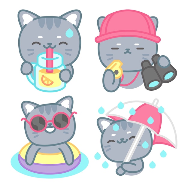 Tomomi the cat summer stickers