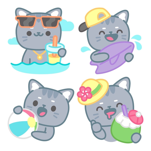 Tomomi the cat summer stickers