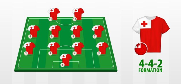 サッカー場でのポーランド代表サッカーチームの結成 プレミアムベクター
