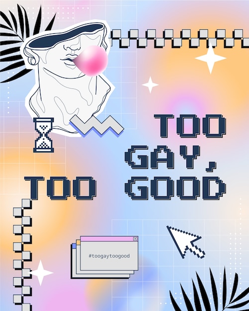 Too gay too good flat vertical illustration