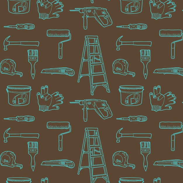 Free vector tools for home repair. seamless pattern