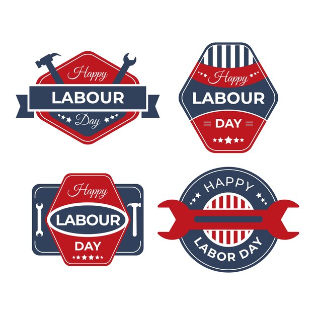 Tools labour day badge collection