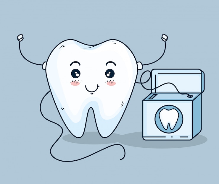 Free Vector tooth care treatment with dental floss