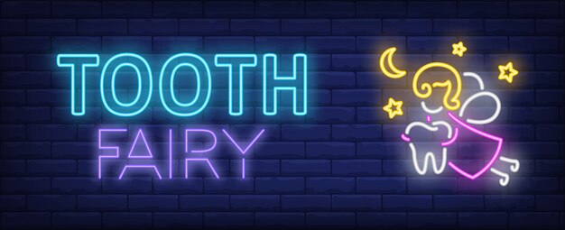 Tooth fairy neon text