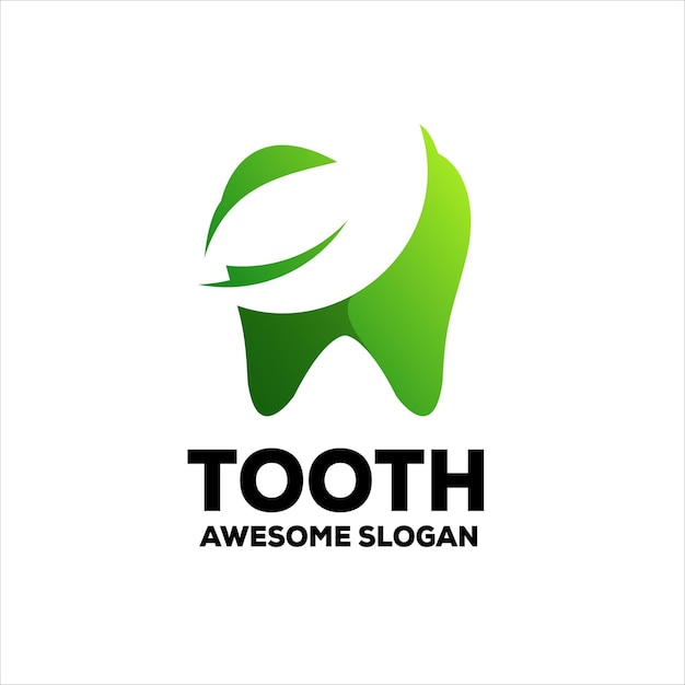 Tooth leaf logo gradient vector