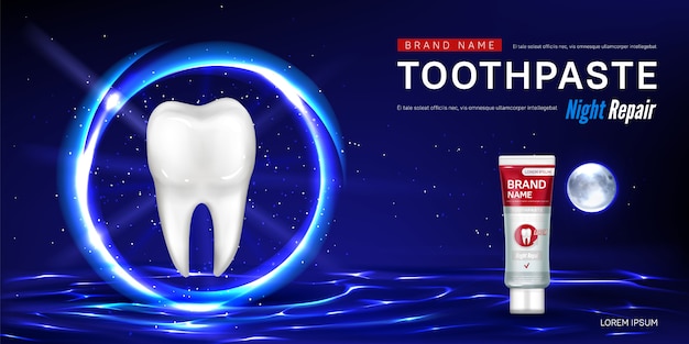 Free vector toothpaste for night repair promo poster