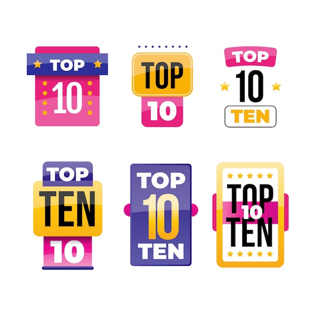 Free vector top 10 badges collection