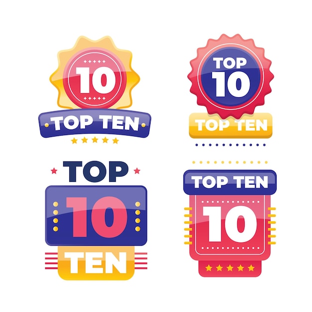 Top 10 badges collection Premium Vector