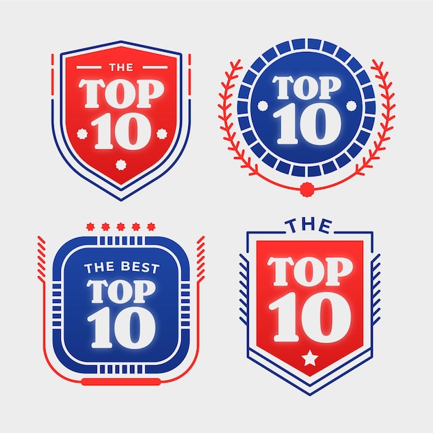 Free vector top 10 badges collection