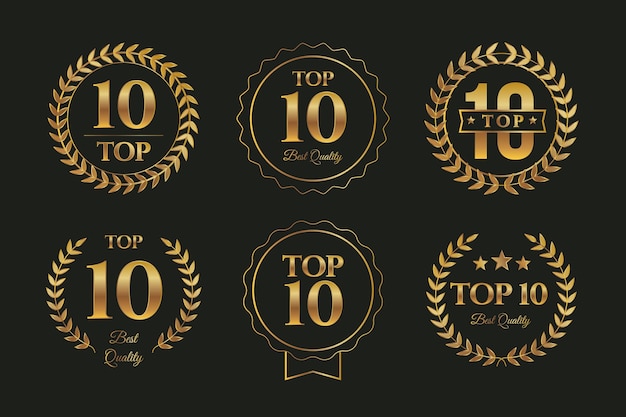 Free vector top 10 badges collection