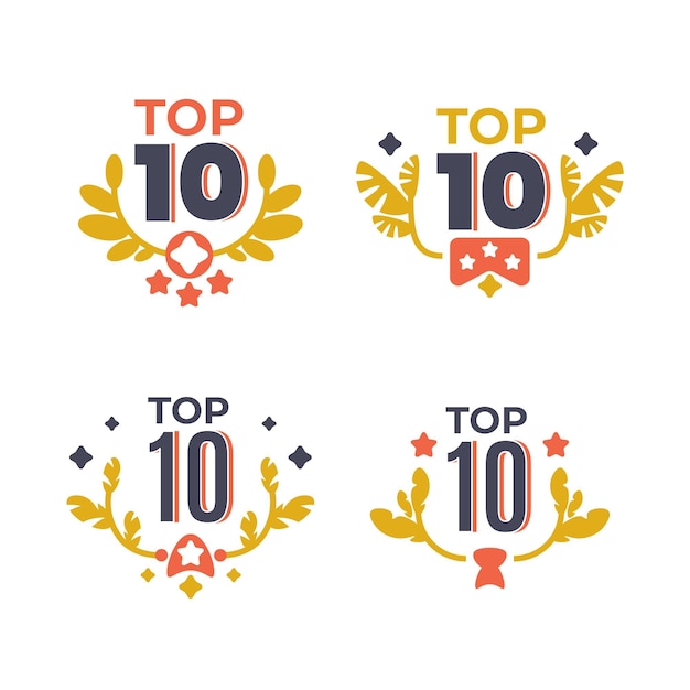 Free vector top 10 badges collection