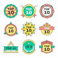 Free vector top 10 badges collection