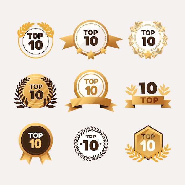 Vettore gratuito raccolta dei 10 migliori badge