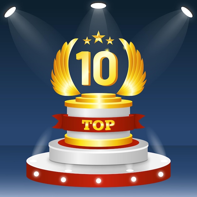 Free vector top 10 best podium award