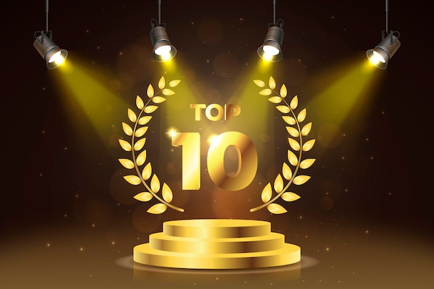Бесплатное векторное изображение Топ-10 лучших подиумов