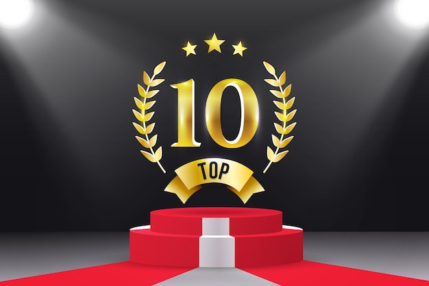 Vettore gratuito top 10 miglior premio sul podio