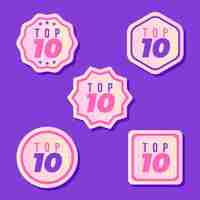 Free vector top 10 labels collection