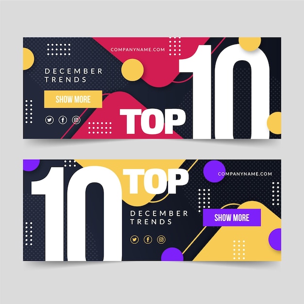 Free vector top 10 rating banners template