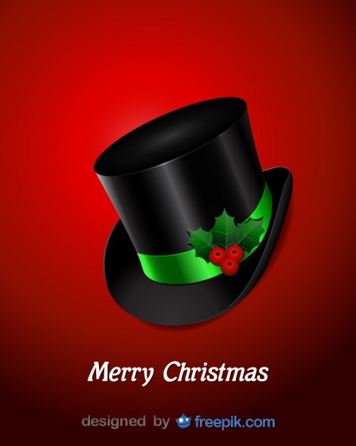 Free vector top hat with holly decoration