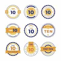 Free vector top ten badges collection