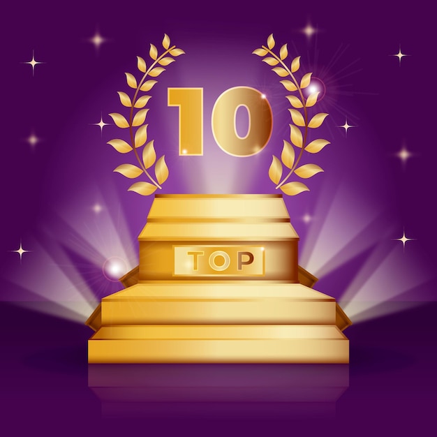 Vettore gratuito top ten miglior premio sul podio