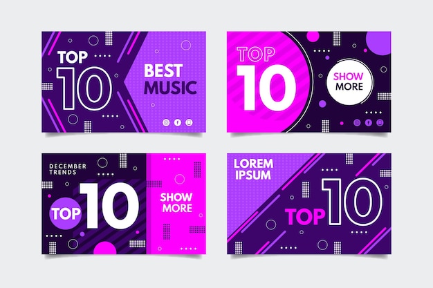 Free vector top ten rating banners set