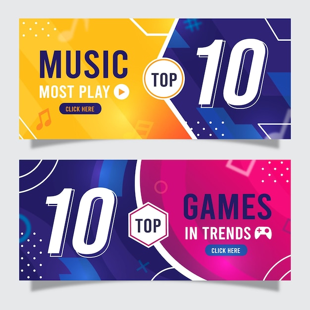 Free vector top ten rating banners