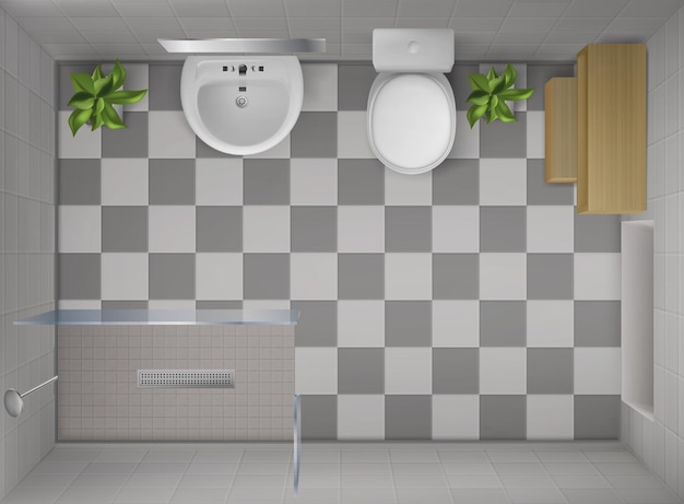 Free vector top view of bathroom interior