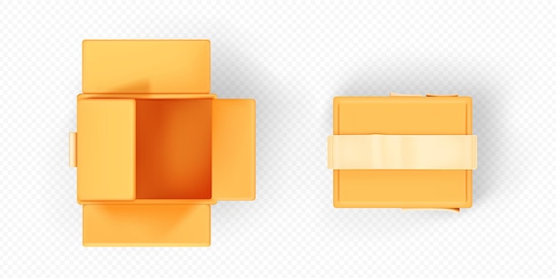 Бесплатное векторное изображение Картонная коробка сверху на прозрачном фоне