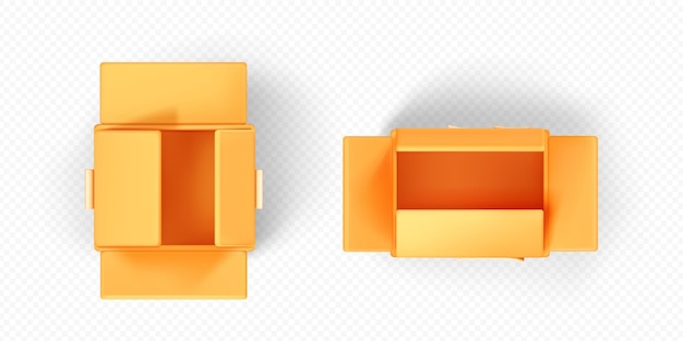 Free vector top view cardboard box on transparent background